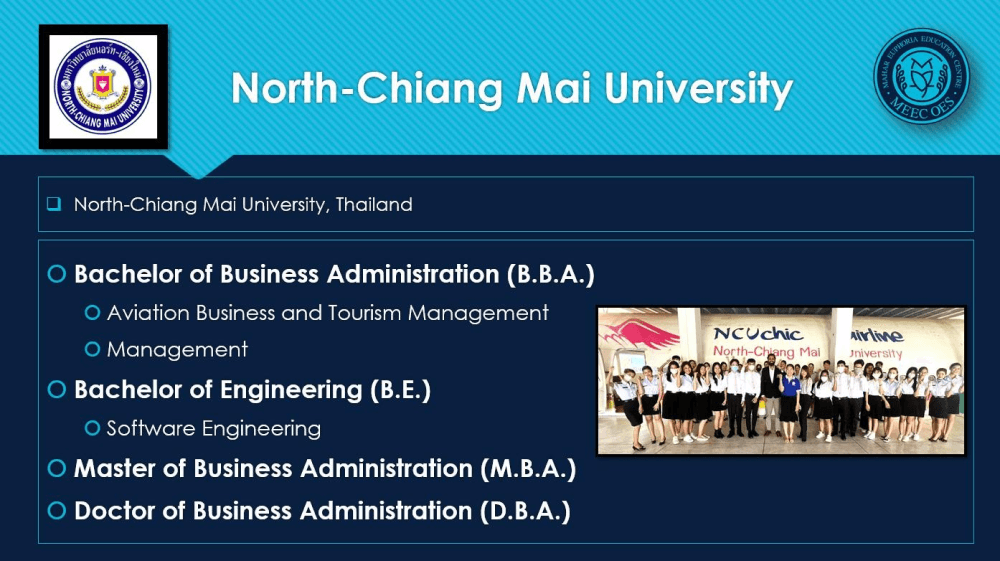 North-Chiang Mai University — programmes offered
