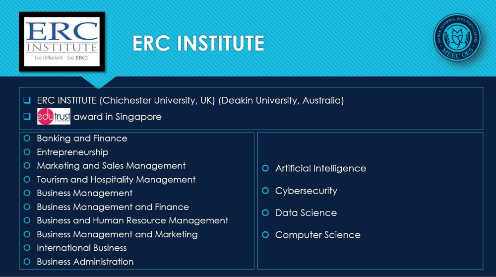 ERC Institute — programmes offered