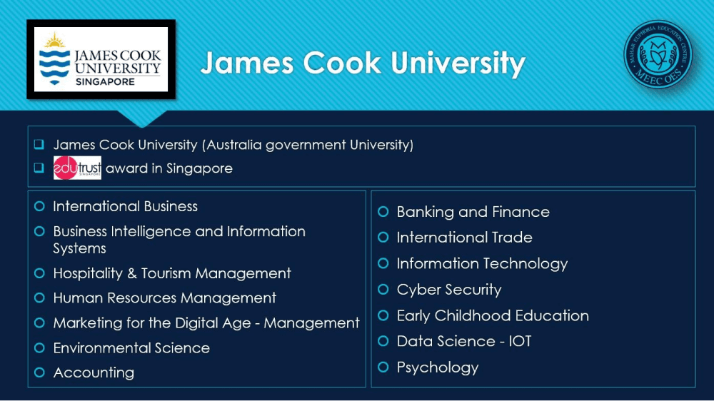 James Cook University — programmes offered